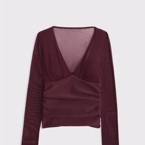 Abercrombie & Fitch Burgundy V-Neck Blouse